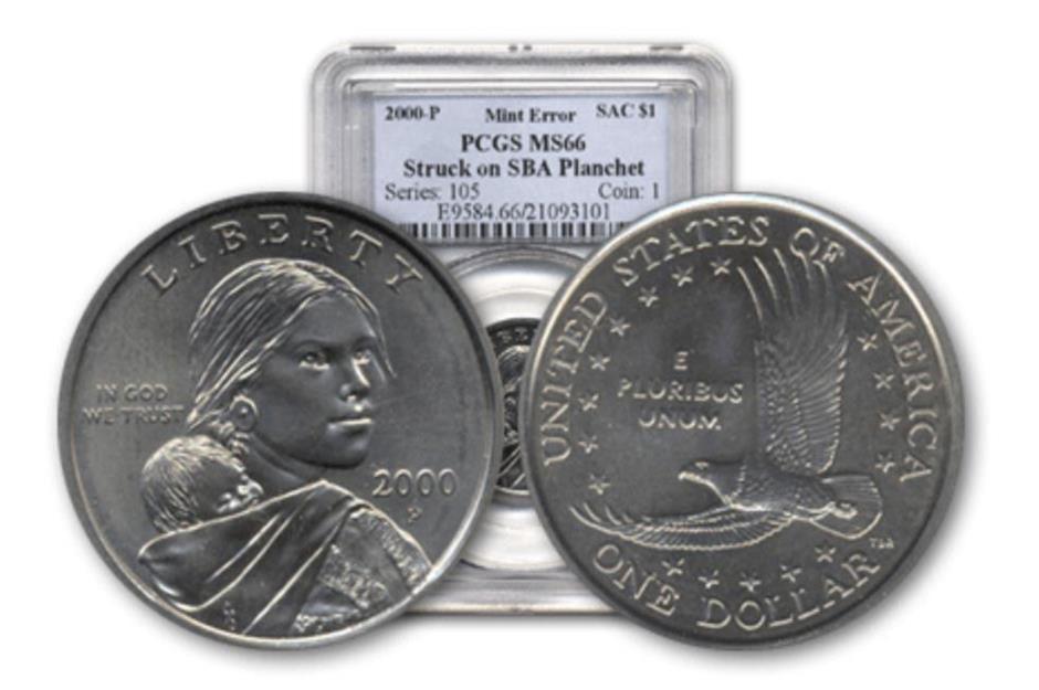 2000-P Sacagawea transitional error dollar coin: up to $15,000